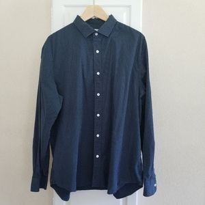 Old Navy Blue Polka Dot Regular Fit Button Down Shirt size XL